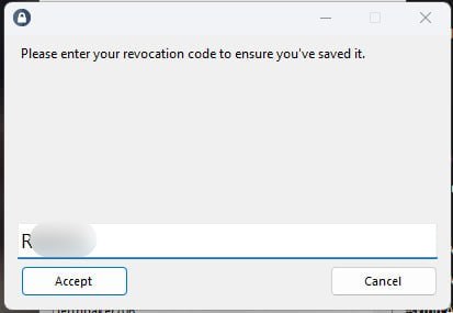 Подтверждение revocation code